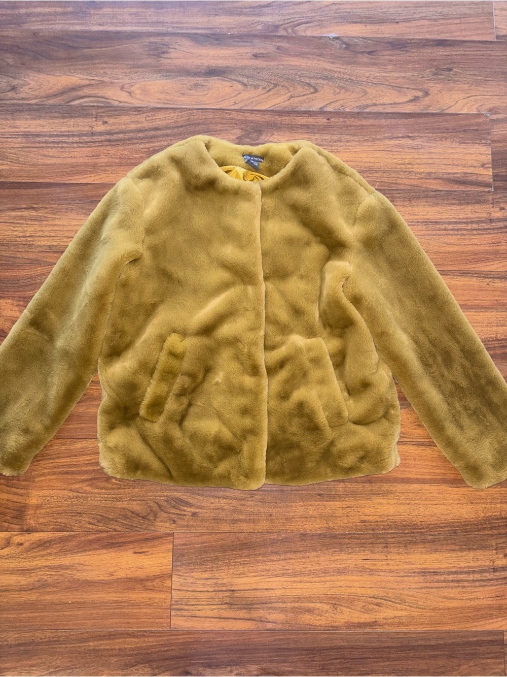 Chelsea & Theodore Faux Fur Jacket in Mustard